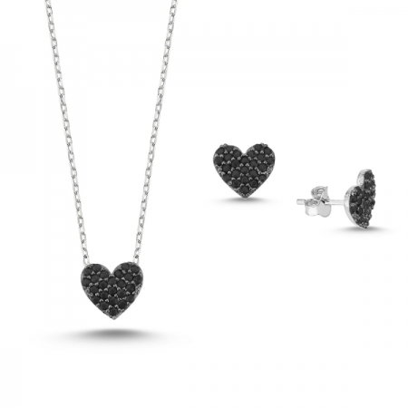 Set argint 925 rodiat cu inimioare si zirconii - Be in Love STU0001 [0]